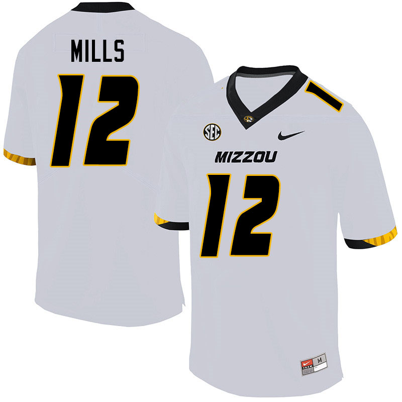 Men #12 Chris Mills Missouri Tigers College Football Jerseys Sale-White